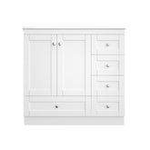 SHKL 36" Free-Standing Bathroom Cabinet with Ceramic Sink, MDF White